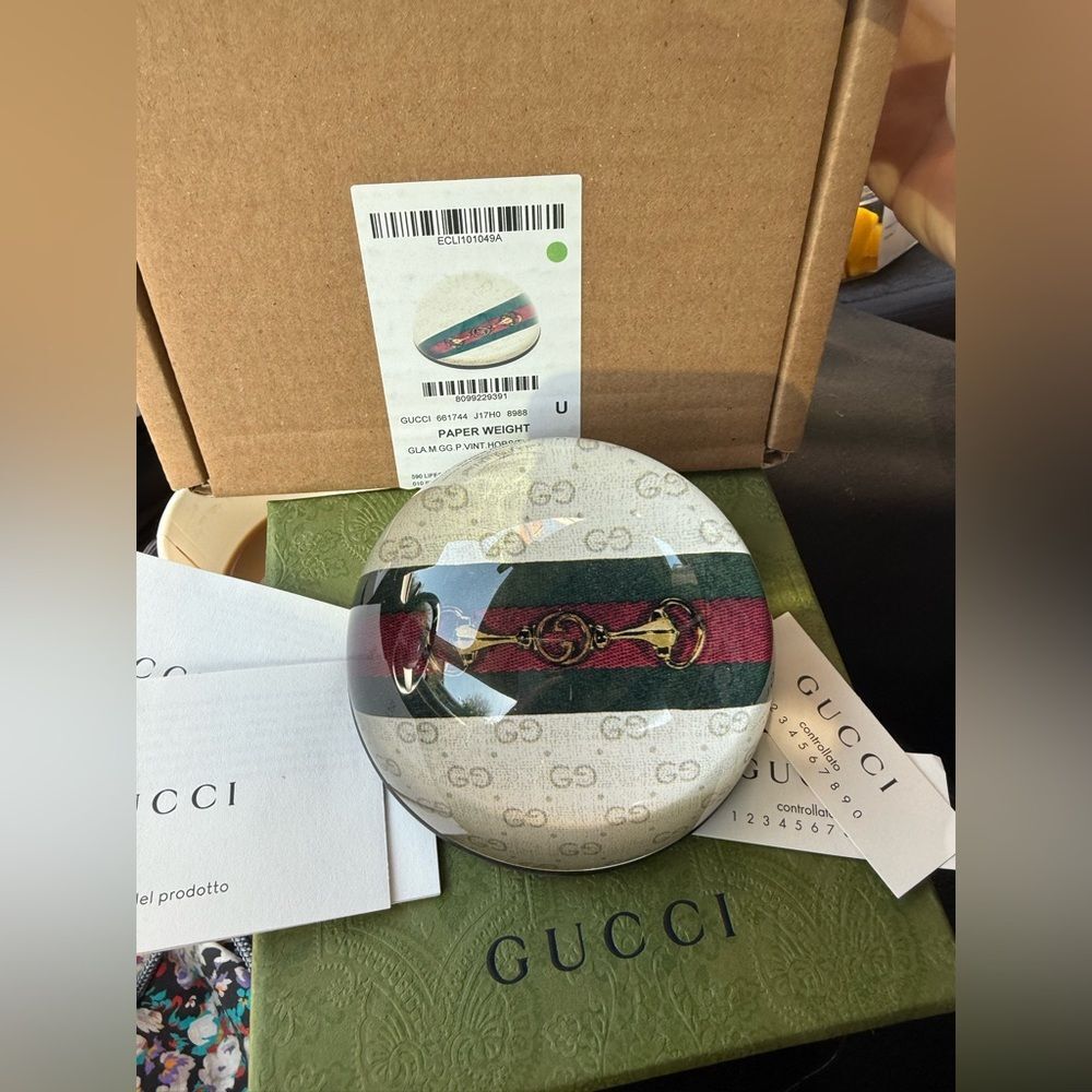 Gucci Web & Interlocking G Horsebit Paperweight, NIB